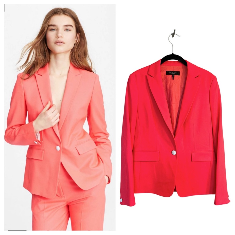 New Rag & Bone wool Lexington blazer in bright pink size 4 spring summer office